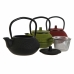 Theepot DKD Home Decor Zwart Rood Groen Roestvrij staal (3 Stuks)