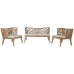 Conjunto de Mesa com 3 Poltronas Home ESPRIT Bege Natural Teca 133 x 60 x 70 cm