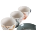 Komplet skodelic s krožniki DKD Home Decor Modra Siva Pisana Svetlo roza Porcelan 90 ml 11 x 11 x 2 cm (3 kosov)