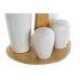 Pagardų rinkinys DKD Home Decor Balta Natūralus Bambukas Porcelianas 18 x 15 x 20 cm 5 Dalys