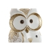 Figura Decorativa Home ESPRIT Branco Dourado Coruja Romântico 10 x 8 x 18 cm