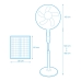 Fritstående ventilator EDM 33523 Hvid 25 W Solar