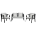 Conjunto de Mesa com 3 Poltronas Home ESPRIT Preto Cristal Aço 123 x 66 x 72 cm