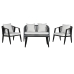 Conjunto de Mesa con 3 Sillones Home ESPRIT Negro Cristal Acero 123 x 66 x 72 cm