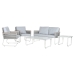 Комплект от Маса и 3 Кресла Home ESPRIT Сив Стомана Поликарбонат 128 x 69 x 79 cm