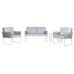 Tafelset met 3 fauteuils Home ESPRIT Grijs Staal Polycarbonaat 128 x 69 x 79 cm