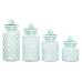 Conjunto de 4 Potes Home ESPRIT Azul Cristal 1,4 L 11 x 11 x 25,5 cm