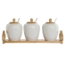 Açucareiro DKD Home Decor Branco Natural Bambu Porcelana 31 x 9 x 7 cm 4 Peças