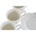 Csésze Szett Alátétekkel DKD Home Decor Fehér Természetes Bambusz Porcelán 90 ml 24 x 11,5 x 24 cm