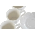 Juego de Tazas con Platos DKD Home Decor Blanco Natural Bambú Porcelana 90 ml 24 x 11,5 x 24 cm