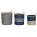 Set de basket Home ESPRIT Bleu Naturel Jute Herbier marin méditerranéen 43 x 43 x 54 cm (3 Pièces)