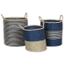 Set košara Home ESPRIT Plava Prirodno Juta Morska trava Mediteran 43 x 43 x 54 cm (3 Dijelovi)