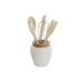 Pot pour ustensiles de cuisine DKD Home Decor Blanc Bambou Porcelaine 10,5 x 10,5 x 12 cm 6 Pièces