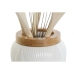 Recipiente para Utensílios de Cozinha DKD Home Decor Branco Bambu Porcelana 10,5 x 10,5 x 12 cm 6 Peças