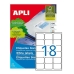 Adhesive labels Apli 100 Sheets White 63,5 x 46,6 mm