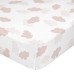 Lençol de baixo HappyFriday BASIC KIDS Branco Cor de Rosa 70 x 140 x 14 cm Nuvens