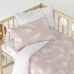 Drap housse HappyFriday BASIC KIDS Blanc Rose 70 x 140 x 14 cm Nuages