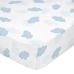 Lençol de baixo HappyFriday BASIC KIDS Azul Branco 70 x 140 x 14 cm Nuvens