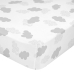 Lençol de baixo HappyFriday BASIC KIDS Branco Cinzento 70 x 140 x 14 cm Nuvens