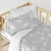 Lenzuolo con angoli HappyFriday BASIC KIDS Bianco Grigio 70 x 140 x 14 cm Nuvole