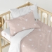 Lençol de baixo HappyFriday BASIC KIDS Branco Cor de Rosa 60 x 120 x 14 cm Estrelas