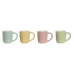 Set de Căni de Cafea Home ESPRIT Galben Albastru Verde Roz Porțelan 90 ml 4 Piese