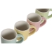 Set de Căni de Cafea Home ESPRIT Galben Albastru Verde Roz Porțelan 90 ml 4 Piese