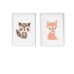 2 attēlu komplekts Crochetts Daudzkrāsains Koks MDF 33 x 43 x 2 cm Ķirzaka Fox (2 Daudzums)