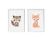 Set van 2 Schilderijen Crochetts Multicolour Hout MDF 33 x 43 x 2 cm Eekhoorn Fox (2 Onderdelen)