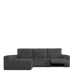 Κάλυμμα για καναπέ με σκαμπό αριστερό μεγάλο μπράτσο Eysa JAZ Σκούρο γκρίζο 180 x 120 x 360 cm