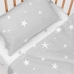 Set di Lenzuola HappyFriday Basic Kids Little star Grigio Culla Neonato 2 Pezzi