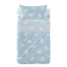 Set di Lenzuola HappyFriday Basic Kids Clouds Azzurro Culla Neonato 2 Pezzi