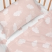 Jeu de draps HappyFriday Basic Kids Clouds Rose Lit de bébé 2 Pièces