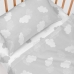 Komplet posteljnine HappyFriday Basic Kids Clouds Siva Otroška posteljica 2 Kosi