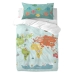 Conjunto de capa de edredom HappyFriday Happynois World Map Multicolor Berço de Bebé 2 Peças