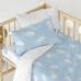 Dekbedovertrek set HappyFriday Basic Kids Blauw Wieg voor baby's 2 Onderdelen