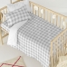 Set di copripiumino HappyFriday Basic Kids Grigio Culla Neonato Vichy 2 Pezzi