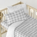 Parure de couette HappyFriday Basic Kids Gris Lit de bébé Vichy 2 Pièces