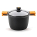 Pot with Glass Lid BRA Braisogona_A273903 Black Black/Orange Wood Aluminium Plastic Cast aluminium Ø 20 cm (1 Unit)