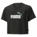 Børne Kortærmet T-shirt Puma Logo Cropped  Sort