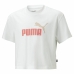 Børne Kortærmet T-shirt Puma Logo Cropped  Hvid