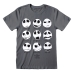 Camisola de Manga Curta Unissexo The Nightmare Before Christmas Many Faces Cinzento escuro