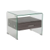 Mesa de Cabeceira DKD Home Decor Cinzento Catanho escuro Cristal Madeira MDF 50 x 40 x 45,5 cm