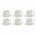 6 Csésze Alátéttel Készlet DKD Home Decor Fehér Természetes Porcelán 90 ml 26 x 12 x 25 cm