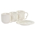 6 krūžu ar šķīvi komplekts DKD Home Decor Balts Dabisks Porcelāns 90 ml 26 x 12 x 25 cm