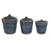 Set de Coșuri DKD Home Decor Albastru Negru Boho 51 x 51 x 65 cm 3 Piese