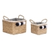 Conjunto de Cestas DKD Home Decor Natural Fibra natural Pompons 33 x 33 x 25 cm 2 Peças