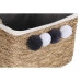 Basket spelset DKD Home Decor Natuurlijk Natuurlijke Vezel Pompons 33 x 33 x 25 cm 2 Onderdelen