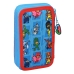 Dubbelt pennfodral PJ Masks Blå 12.5 x 19.5 x 4 cm (28 Delar)