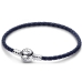 Armbånd for Kvinner Pandora ROUND CLASP BLUE BRAIDED LEATHER BRACELET